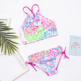 Kid Girls Swimsuit Split Water Drop Print Bikini