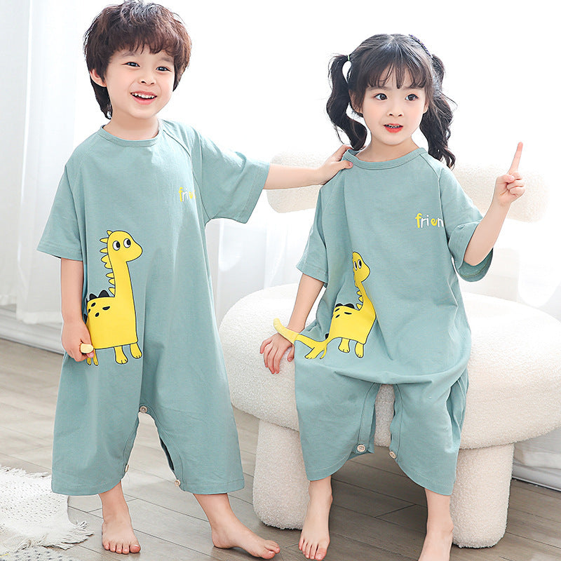 Kid Baby Girl Boy One-piece Short Sleeve Pure Cotton Ultraman Loose Pajamas