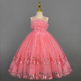 Kid Girl Princess Summer Flower Show Host Pompous Piano Performance Dresses