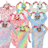 Kid Girl Flannel Cartoon Animal One-piece Pajamas