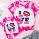Family Matching Mother Daughter Short Sleeves Independence Day Cotton T-shirt