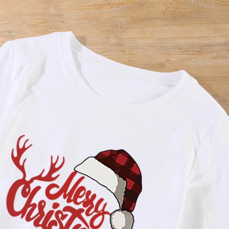 Family Matching Christmas Round Neck Warm Long Sleeved Shirts