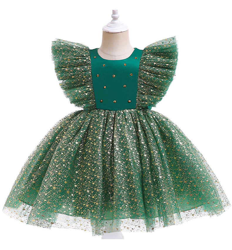 Kid Baby Girl Christmas Popular First Year Mesh Princess Dress