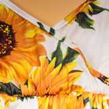 Family Matching Mother-daughter Vacation V-collar Flower Dresses