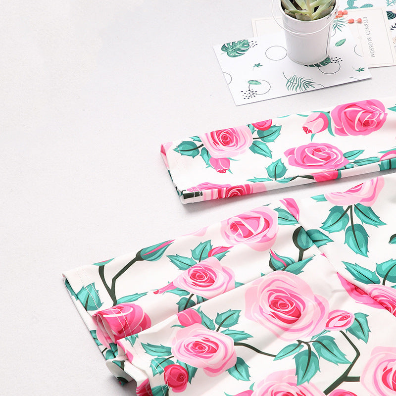 Family Matching Flower Mother and Daughter Dresses