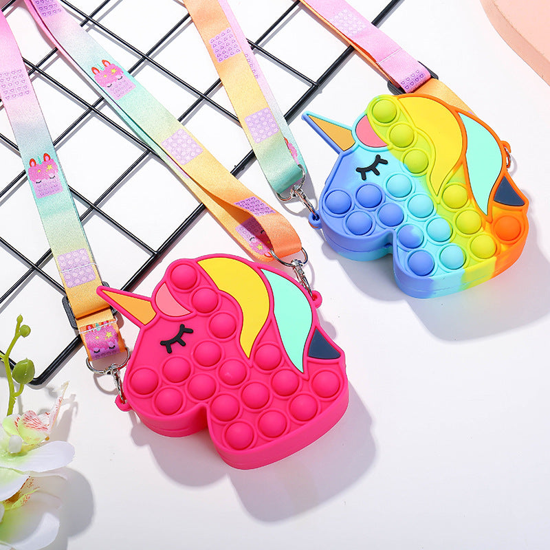 Kid Rat Exterminator Pressing Silicone Unicorn Horse Mini Cute Bag