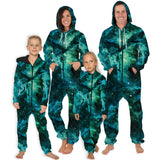 Family Matching Star Digital Print Fashion Zipper Long Sleeve Pajamas