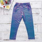 Kid Baby Girl Pants Blue Magic Color Fish Scale Gradual Leggings