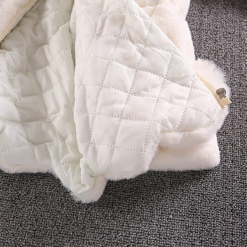 Kid Baby Girls Autumn Winter Woolen Imitation Fur Wool Thickened Jacket Coats