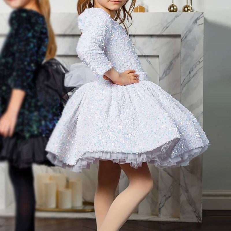 Kid Baby Girl Princess Flower Puffy Piano Performance Dress