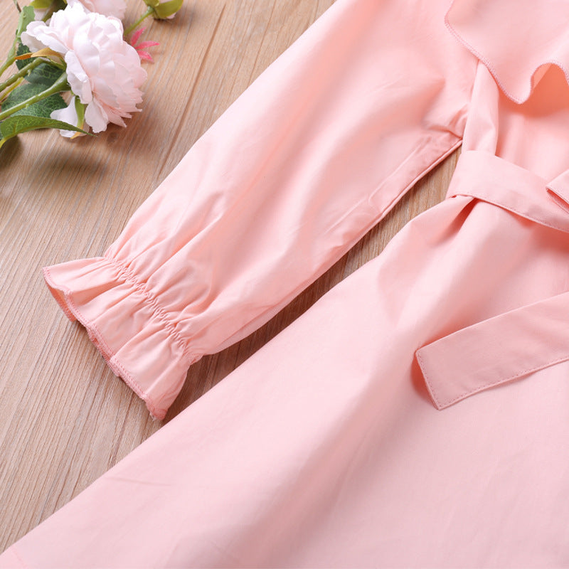 Spring Autumn New Kid Baby Girls Korean Lapel Pure Coat Outwear