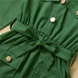 1-6Y Kid Baby Girls Long Sleeve Waist Windbreaker Dresses