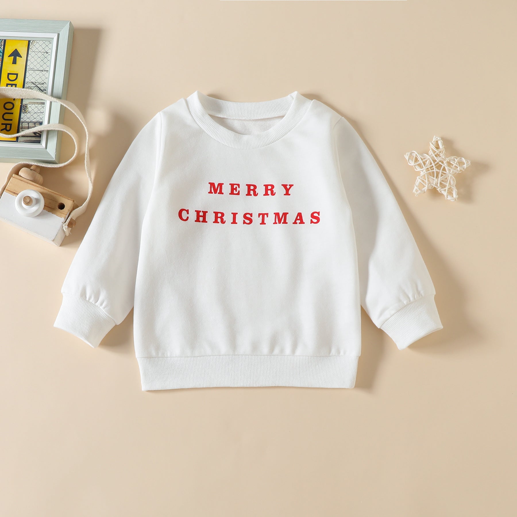 Kid Baby Girl Christmas Long Sleeve Letter Stripe Flare 2 Pcs Suits Sets