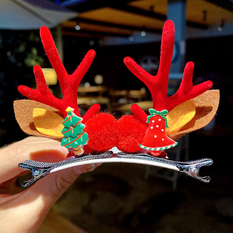 Kid Girl Christmas Hair Clip Small Antler Clip Elk Headdress Three-dimensional Headwear