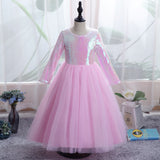 Kid Girl Sequins Puffy Long-sleeved Mesh Princess Dresses