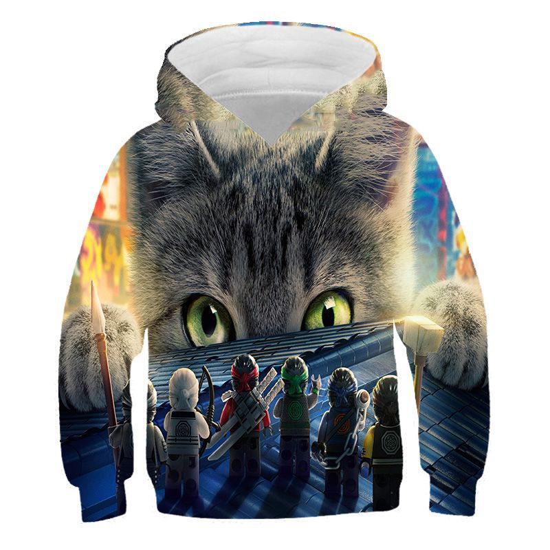 Kids 3D Print Cartoon Loose Long Sleeves Hoodie