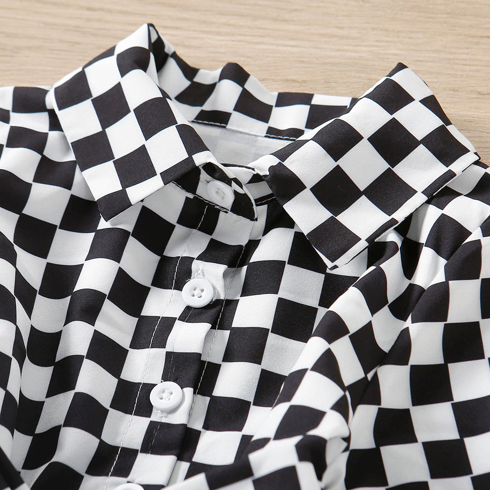 Toddler Kid Baby Girl Checkered Floral Print Princess Spring Autumn Dress