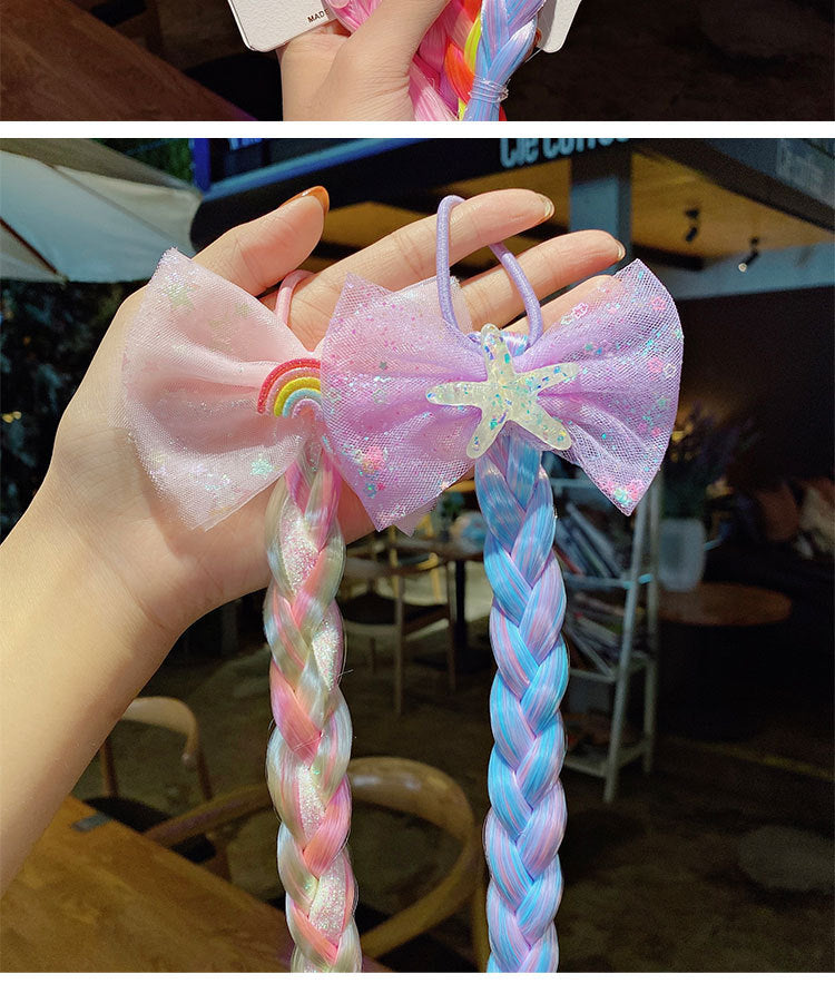 Kid Girl Cartoon Hair Accessories Candy Braided Hair Wig Headwears