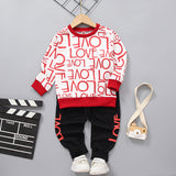 Kid Baby Boys Fashion Suit Valentine's Day  Letter Printing 2 Pcs Sets