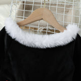 Kid Baby Girl Christmas Silver Fox Velvet Dresses
