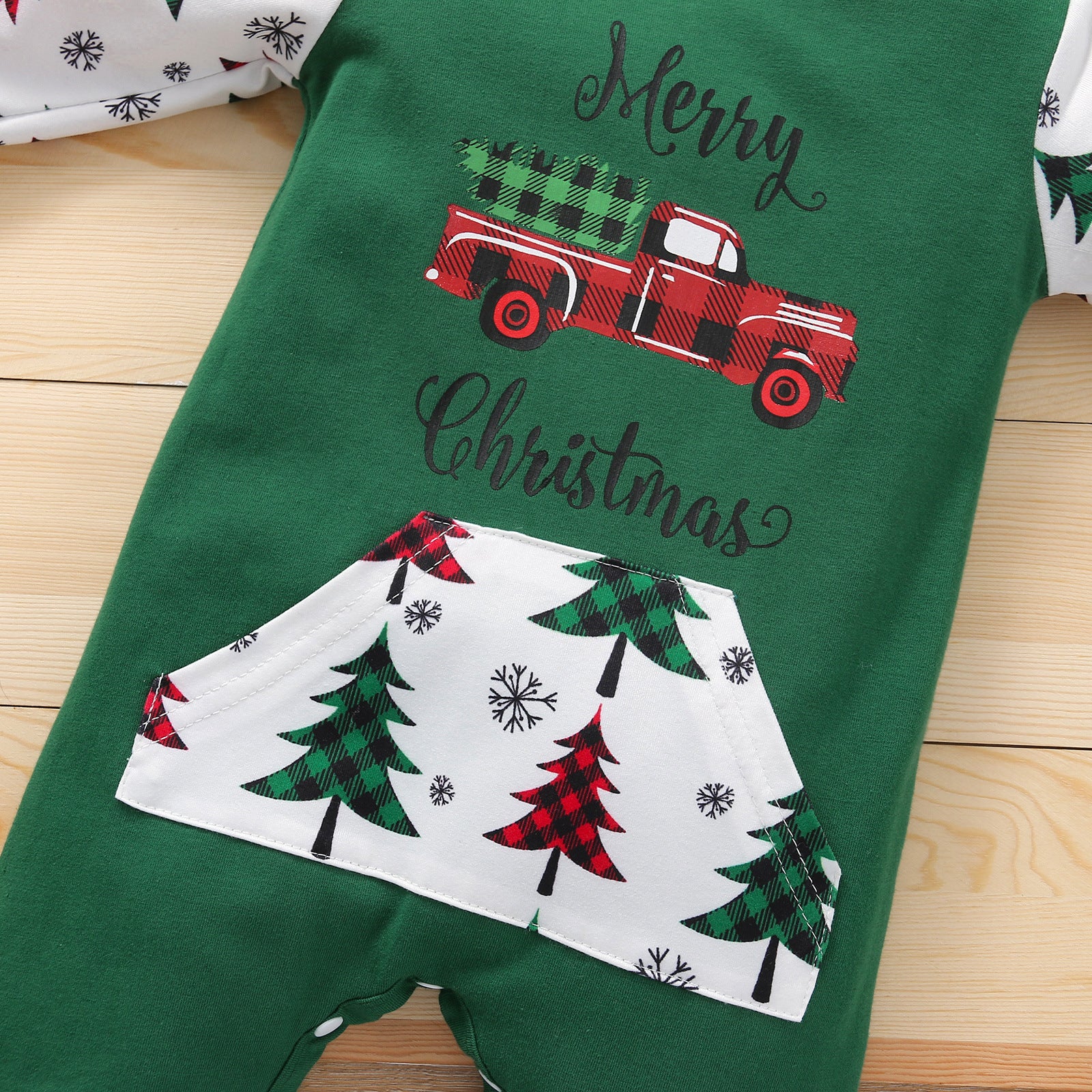 Baby Girl Christmas Hooded Long-sleeved Climbing Rompers