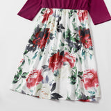 Family Matching Mother Daughter Printed Stitching Dress