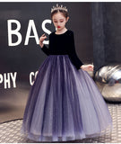 Kid Girl Catwalk Fashion Velvet Poncho Princess Dress