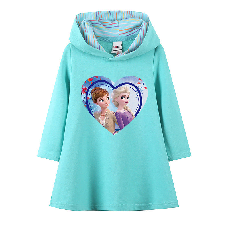 Kid Baby Girl Knitted Hooded Ice Princess Spring Autumn Dress
