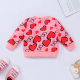 Baby Girls Valentine's Day Love Printed  Long Sleeves 2 Pcs Sets