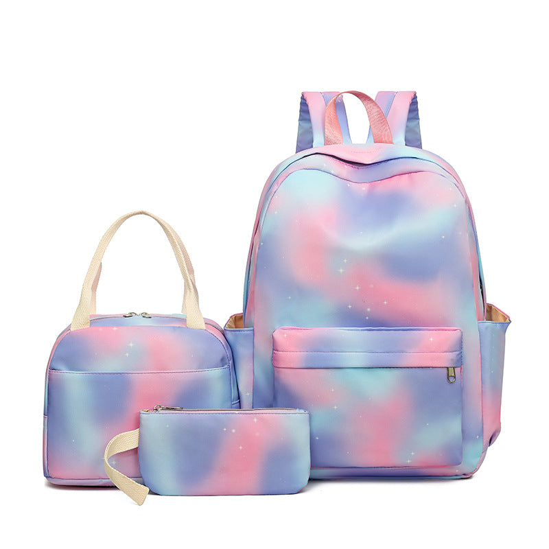 Kid Gradient Rainbow School Bag Large Capacity Backpack 3 Pcs Sets