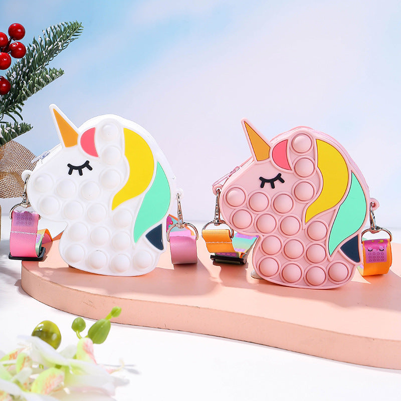 Kid Rat Exterminator Pressing Silicone Unicorn Horse Mini Cute Bag