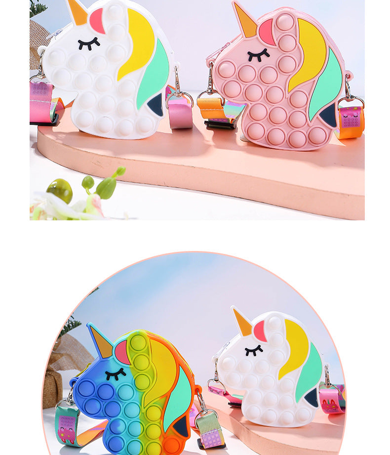 Kid Rat Exterminator Pressing Silicone Unicorn Horse Mini Cute Bag
