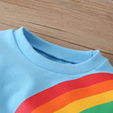 Kid Baby BoyLong Sleeve Rainbow Print 2 Pcs