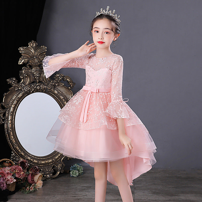 Kid Girl Princess Spring Autumn Mesh Sleeve Fluffy Mesh Dresses