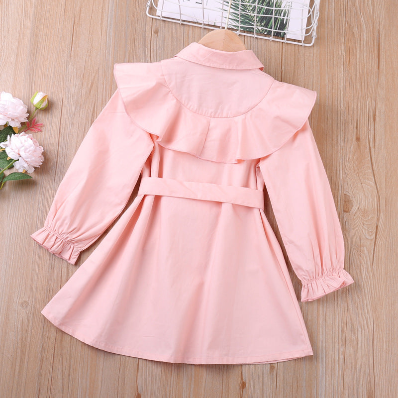 Spring Autumn New Kid Baby Girls Korean Lapel Pure Coat Outwear