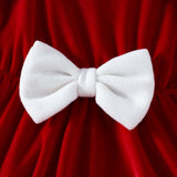 1-6Y Kid Baby Girls Christmas Lovely Solid Cape Bow Autumn Dresses