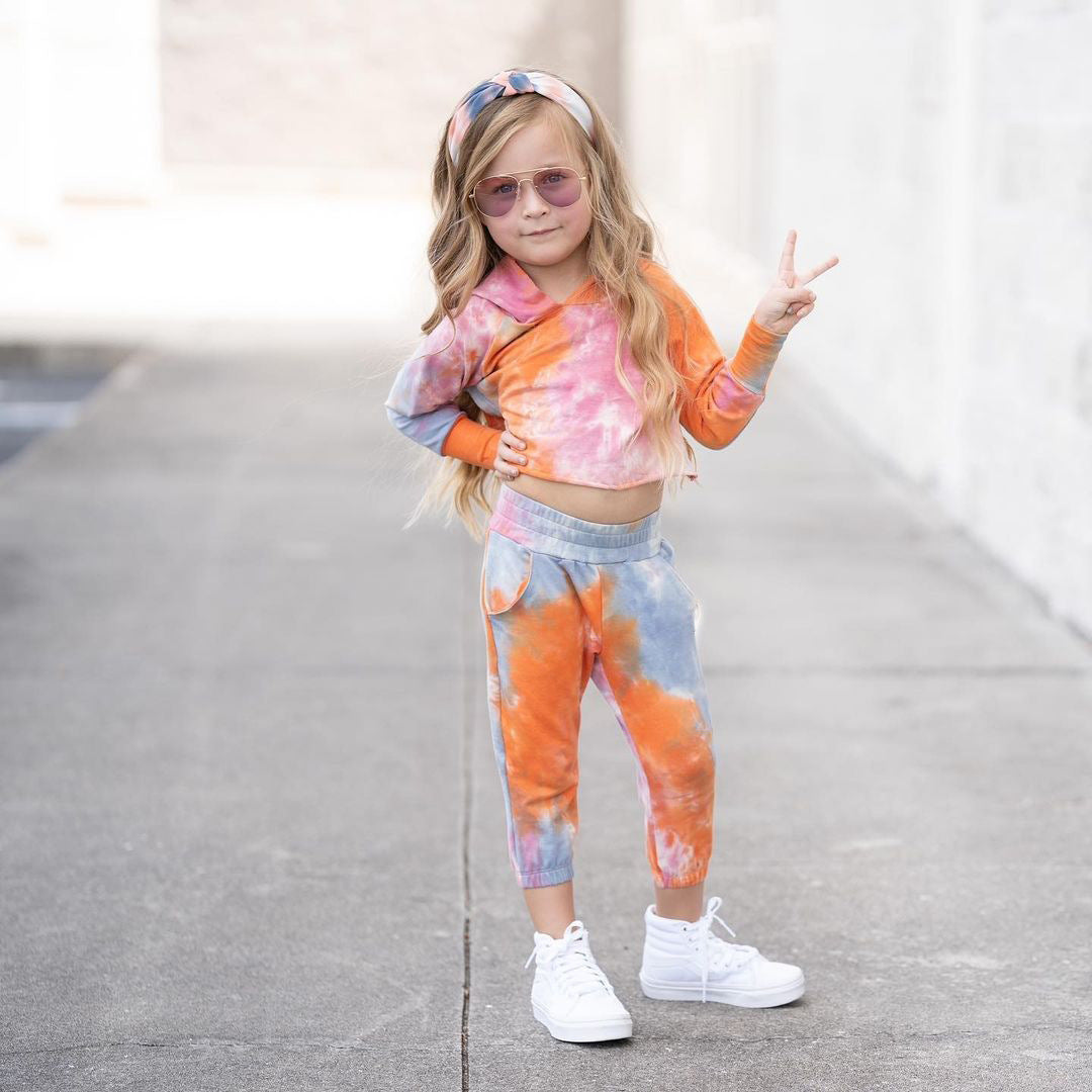 Kid Baby Boy Girl Casual Tie-dye Sportswear Sets 2 Pcs