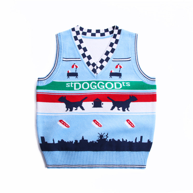 Kid Baby Boys Vest Knit Thermal Cotton Puppy Sweater