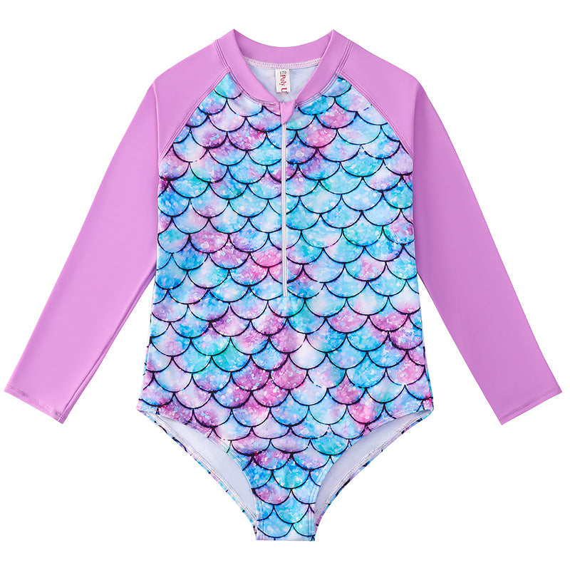 Kid Girls Swimsuit One-piece Sunscreen Beach Mermaid Swimwear