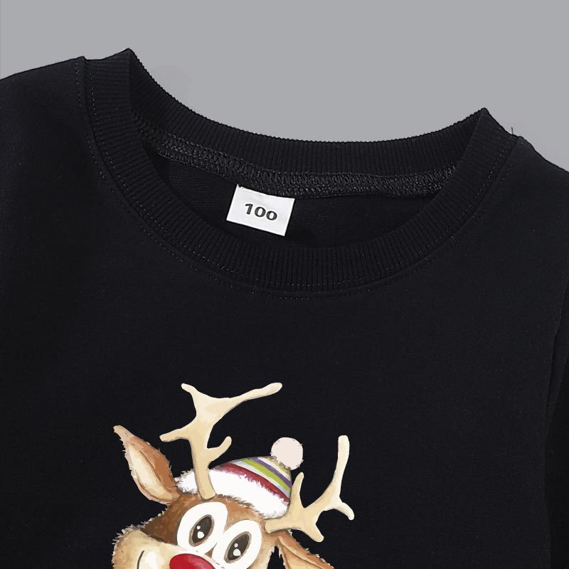 Family Matching Autumn Warm Cartoon Scarf Elk Cute Christmas Hoodie