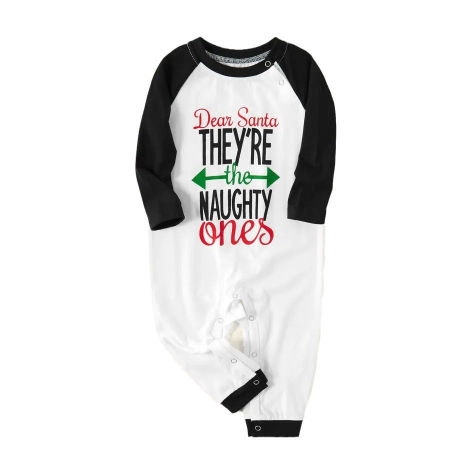 Family Parent-child Christmas Green Letter Digital Printing Pajamas