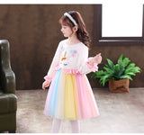 Autumn Spring Kids Girl Unicorn Long Sleeve Dresses
