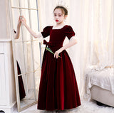 Kid Girls Velvet Thickened Princess Wedding Dress