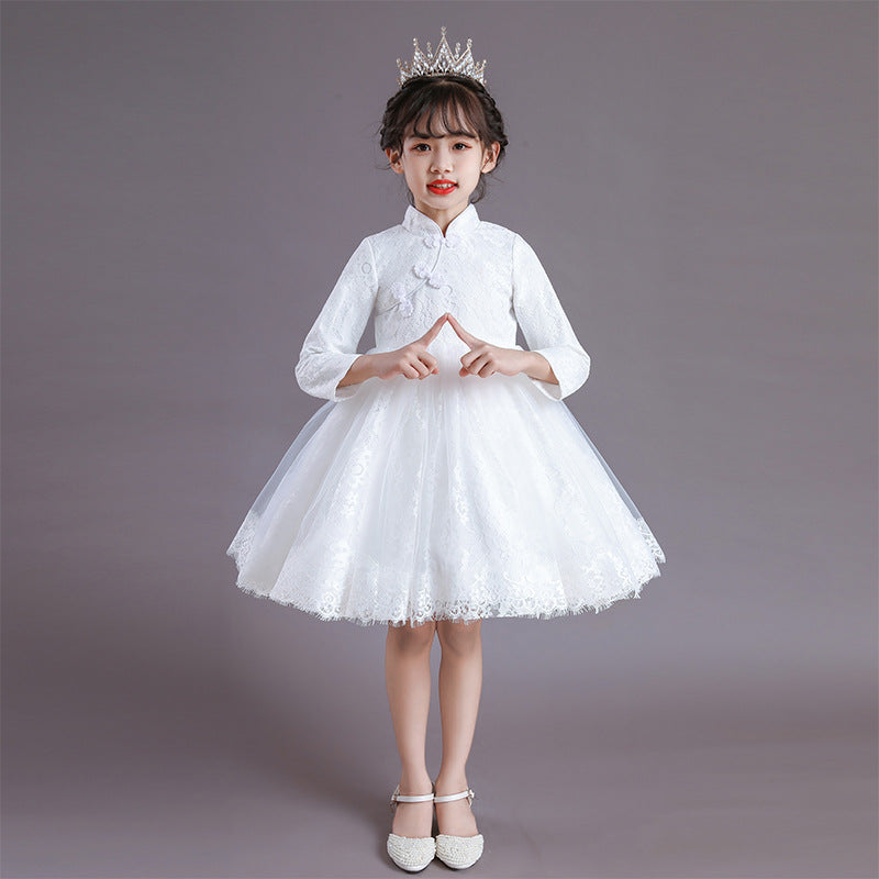 Kid Girl Long Sleeve Princess Evening Pompous Gauze Dresses