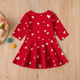 Baby Girl Love Printed Long Sleeve Valentine Dresses