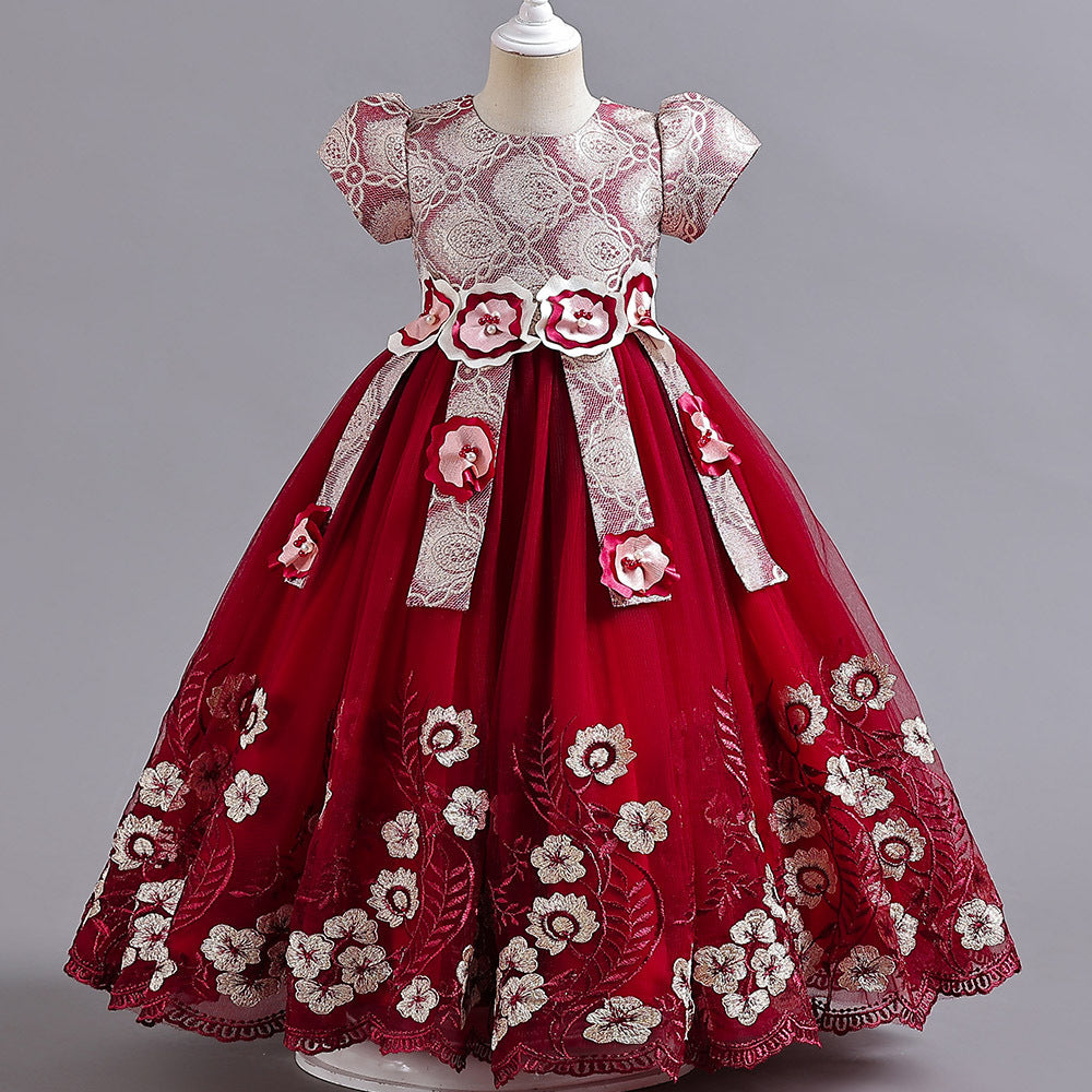Kid Girl Princess Candy Color Pengpeng Piano Performance  Dresses