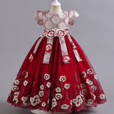 Kid Girl Princess Candy Color Pengpeng Piano Performance  Dresses