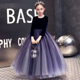 Kid Girl Catwalk Fashion Velvet Poncho Princess Dress