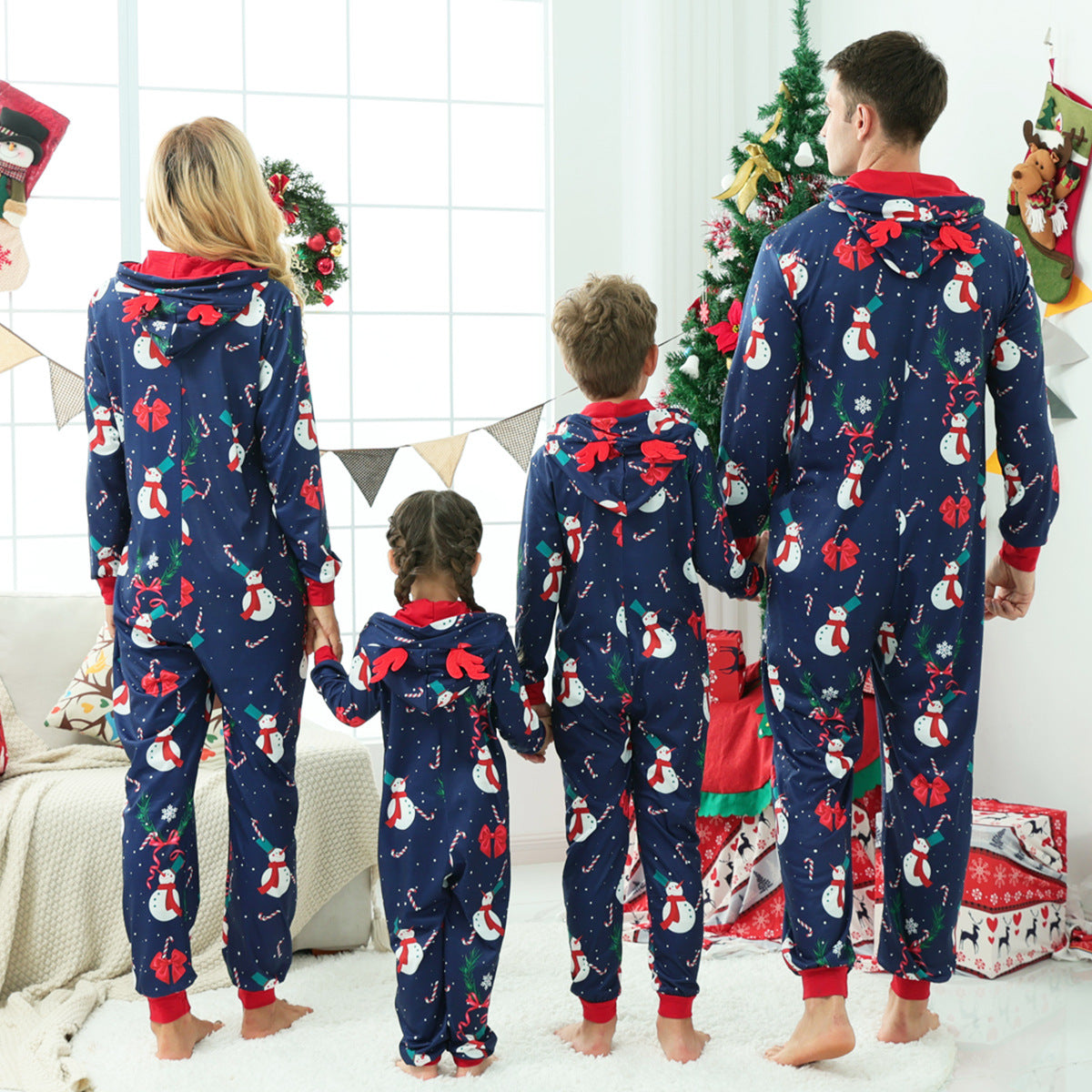 Parent-child Family Matching Christmas One-piece Pajamas