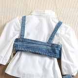 Kid Baby Girls Suit Fashion Long Sleeves Jeans Ripped 3 Pcs Sets